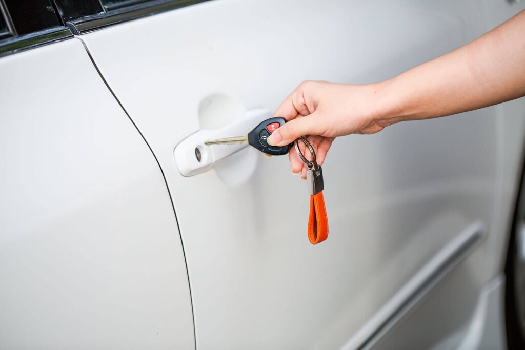 Car keys opening door image